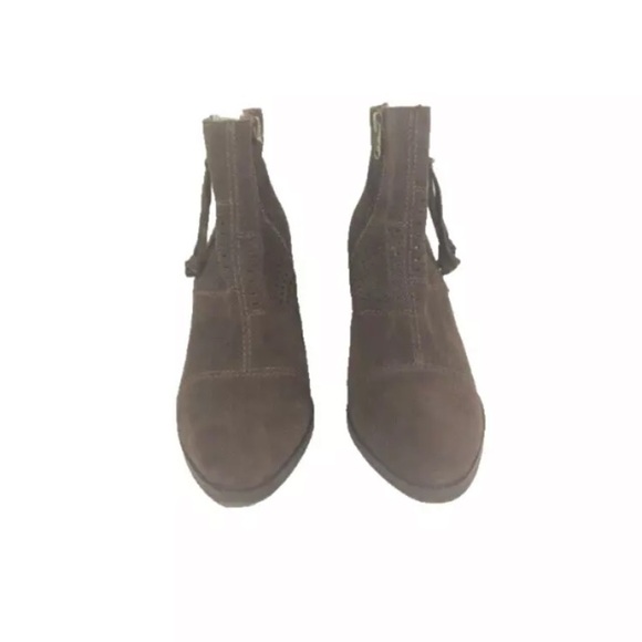 Lucky Brand Womens Western Boots Size 7.5 Leather Suede Brown Ankle Boots - Picture 2 of 6